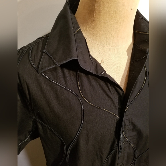 KENNETH COLE NEW YORK MENS VINTAGE SHORT SLEEVE SHIRT UNIQUE STITCHING DESIGN XL - Picture 3 of 7